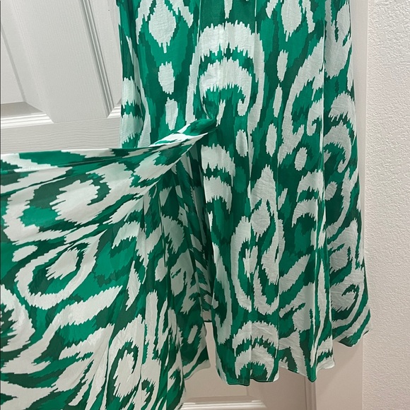 Alex Marie Lima Ruffle Elegant Green Ikat Patterned Maxi Dress Size 4 - Picture 4 of 8